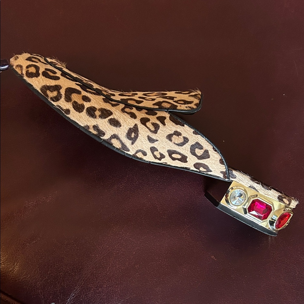 Leopard Print Mule Flats with Gemstones